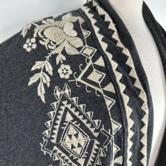 NWT Johnny Was Tulla Embroidered Duster Cardigan Long Gray White Open Size L - Picture 6 of 13